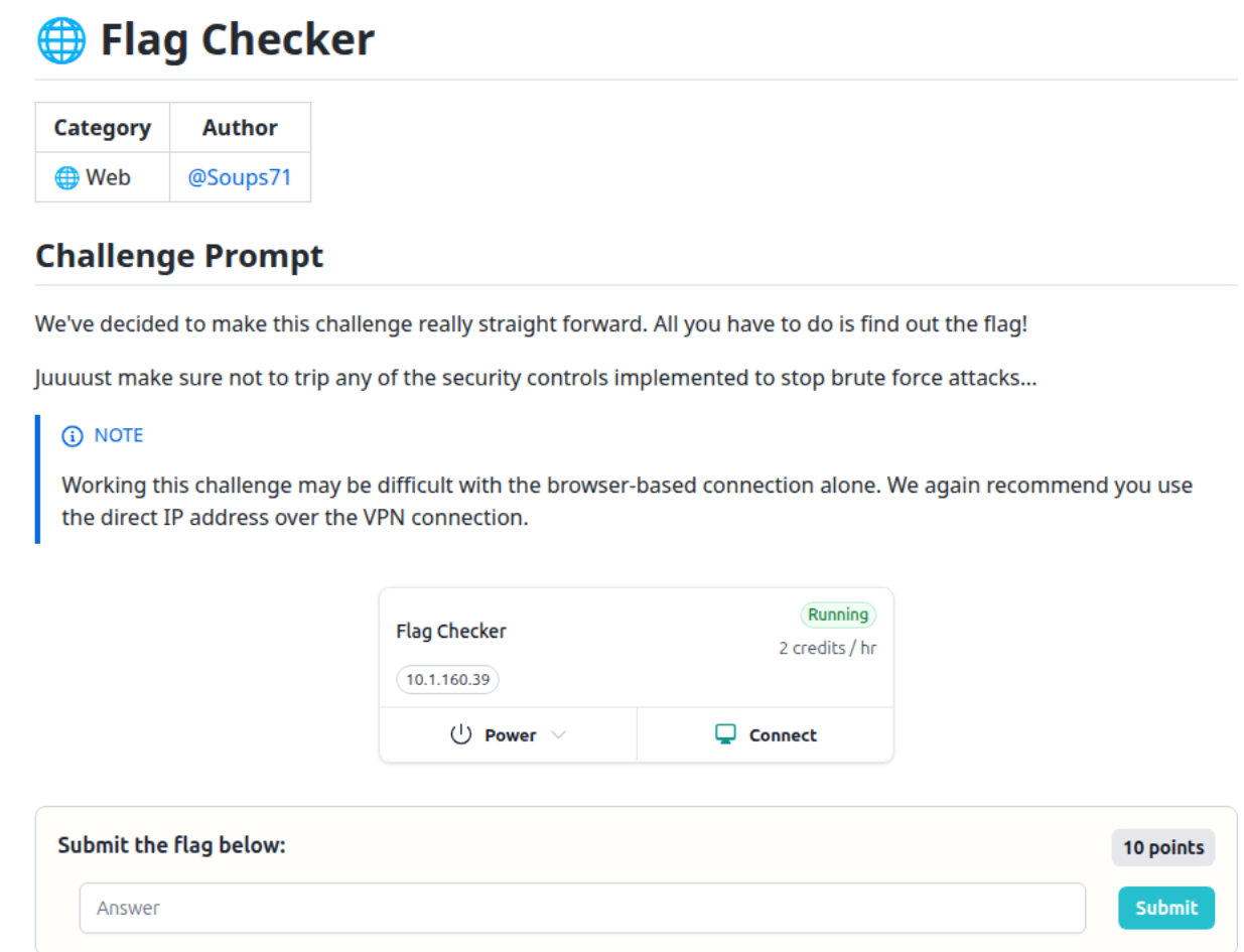 Screenshot of the challenge prompt