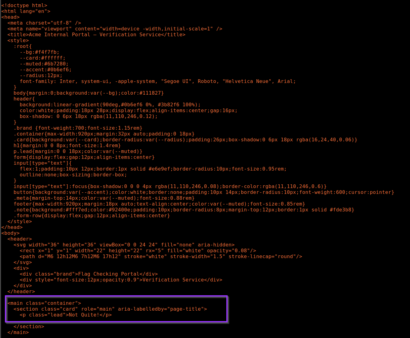 Full HTML response showing Not Quite