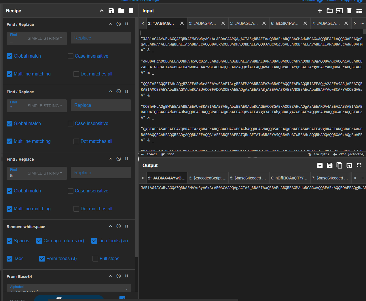CyberChef view of cleaned base64 from base64Chunks