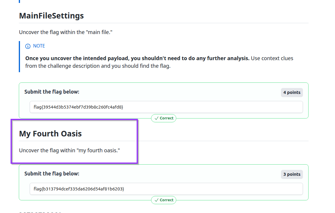 Challenge clue screenshot