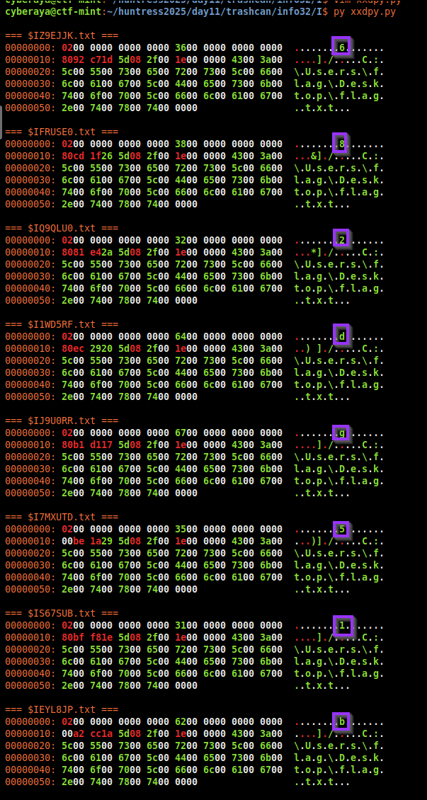 File size field changing across $I files