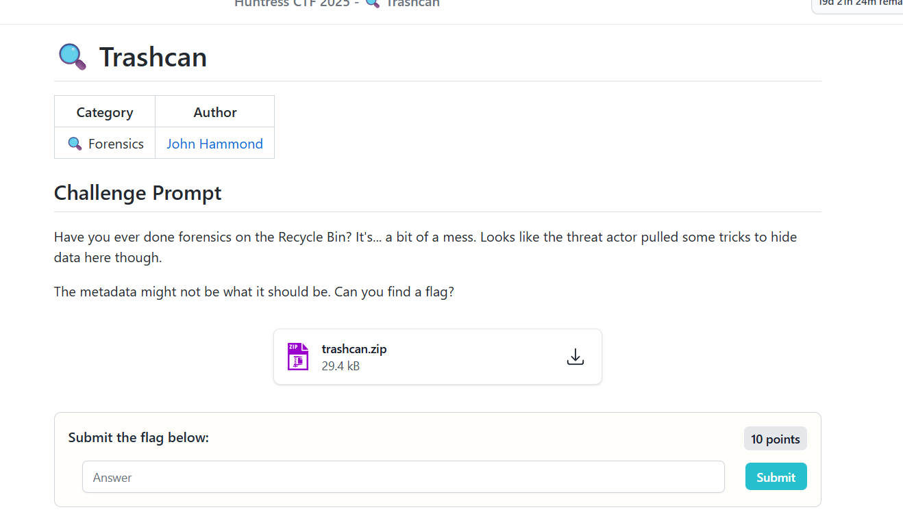 Trashcan challenge prompt